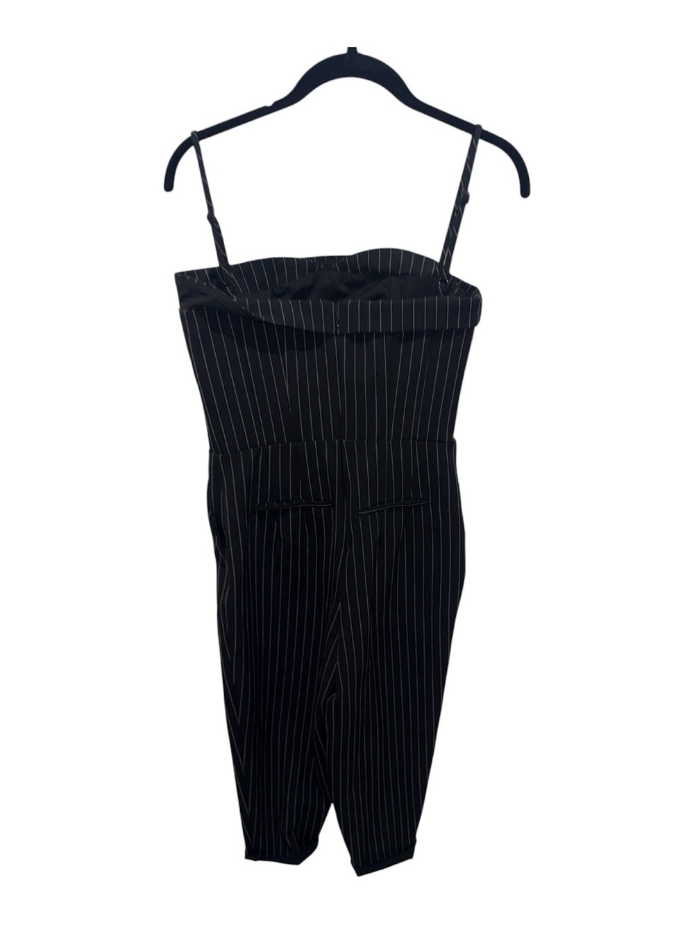 Express Black Pinstripe Sleeveless Jumpsuit Size 4 Straight Leg Career Workwear - Picture 4 of 5